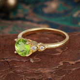 4 Prong Classic Round Peridot Engagement Ring for Women